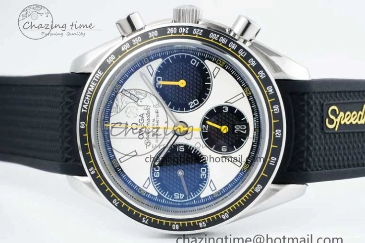 0516 Speedmaster Racing Master SS HKF Best Edition White Black Dial on Black Rubber Strap A Effortless 7813